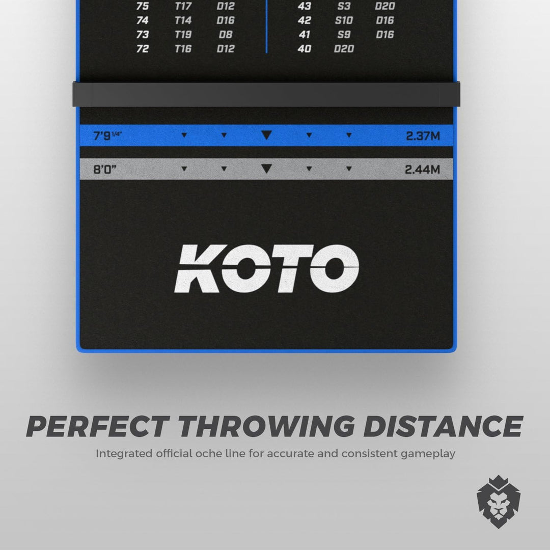 KOTO - Oche Carpet Checkout Dartmatte 285 x 80 cm + Oche Inkl. Score Indikator, Rutschfeste Teppich