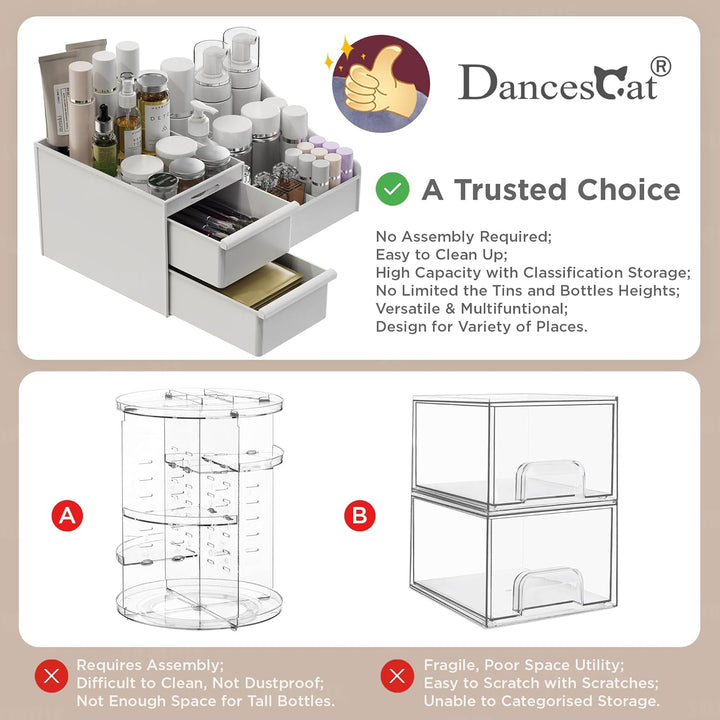 DancesCat Make Up Kosmetik Organizer mit Schubladen, Makeup Organizer Aufbewahrung Kosmetikbox für W