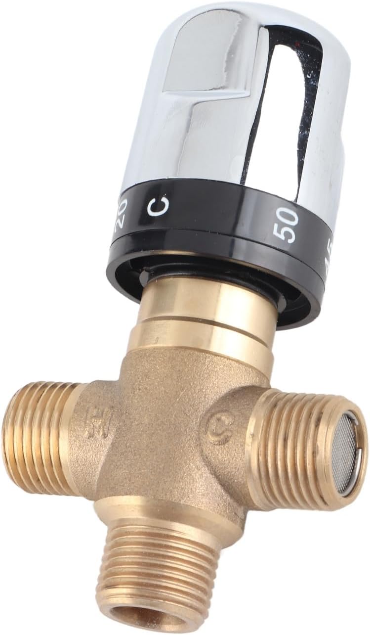 Demeras Thermostatmischventil Messing Thermostatsteuerung Wassermischmischventil Temperaturrohrbecke