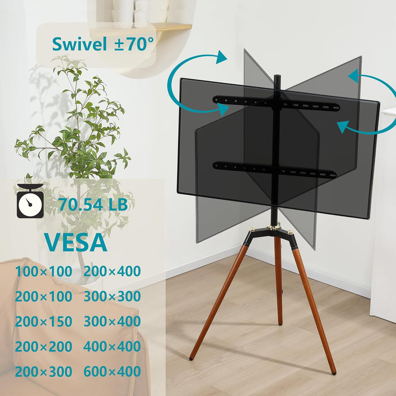 ETHU TV Ständer Staffelei für 32-65 Zoll, Fernsehständer höhenverstellbar, Standfuss Fernseher Ständ