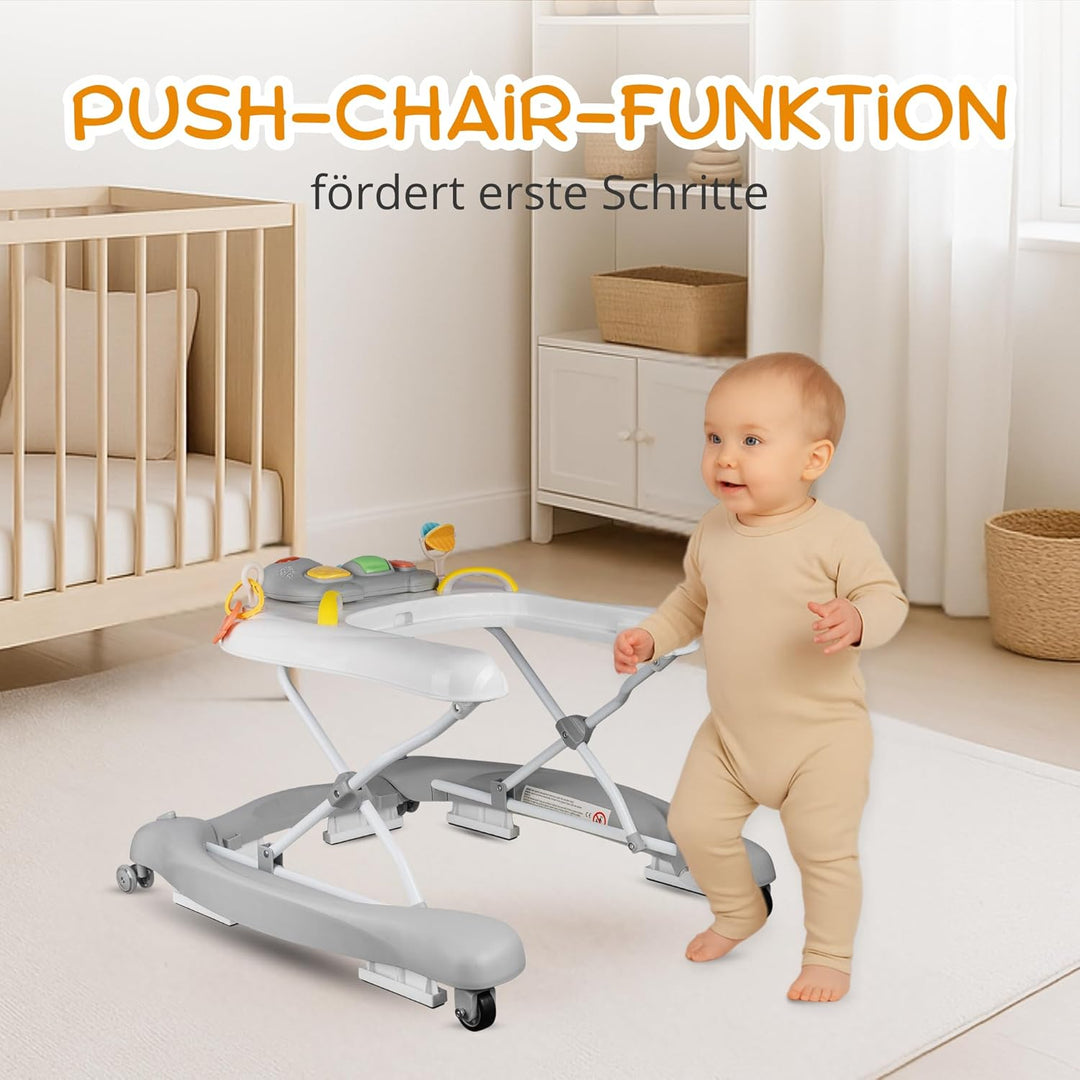 5-in-1 Lauflernhilfe Babywalker | Gehfrei mit Schaukelfunktion, Musik &amp; Licht | Laufhilfe für Baby a