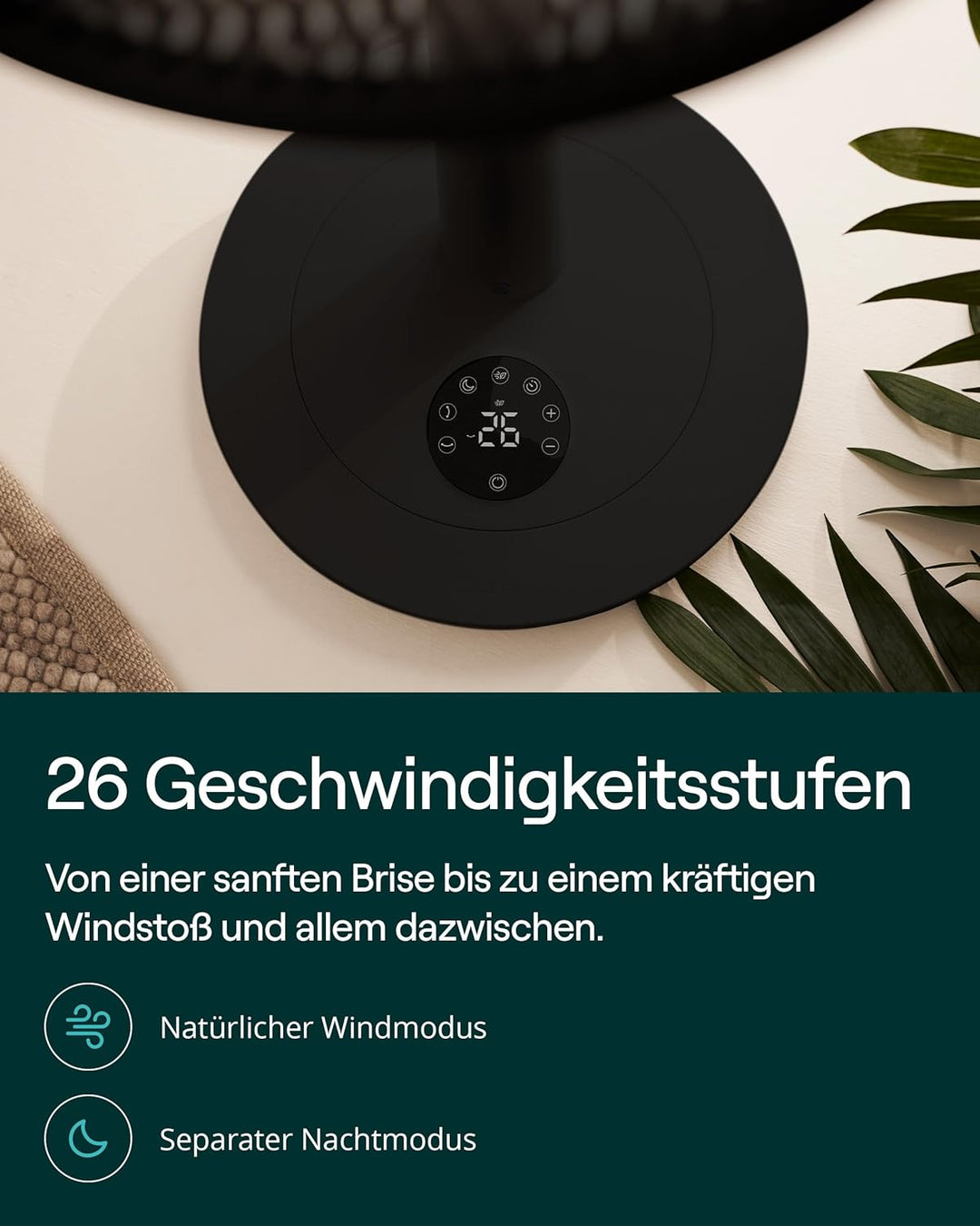 Duux Whisper 3 Standventilator – Energiesparender Ventilator mit 26 Geschwindigkeiten, Timer & Nacht