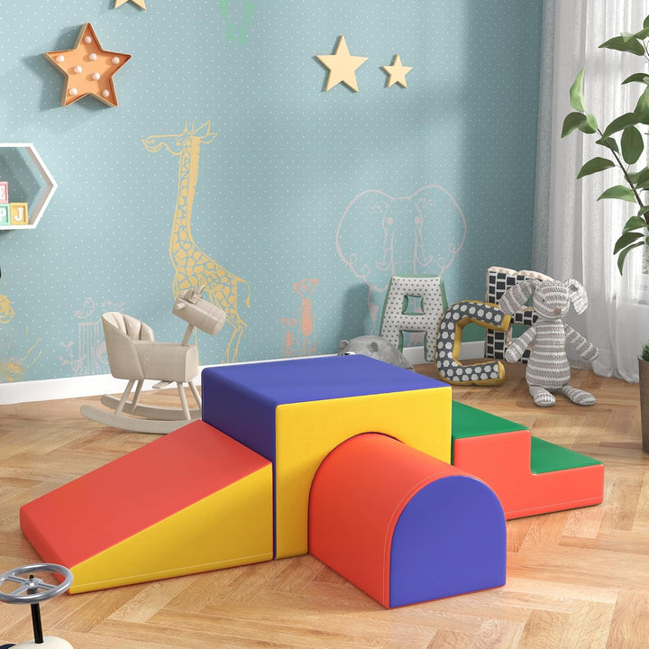 HOMCOM 4 TLG. Schaumstoff Bausteine Kinder Softbausteine Klettern Bauklötze Weiche Schaumstoffbauste