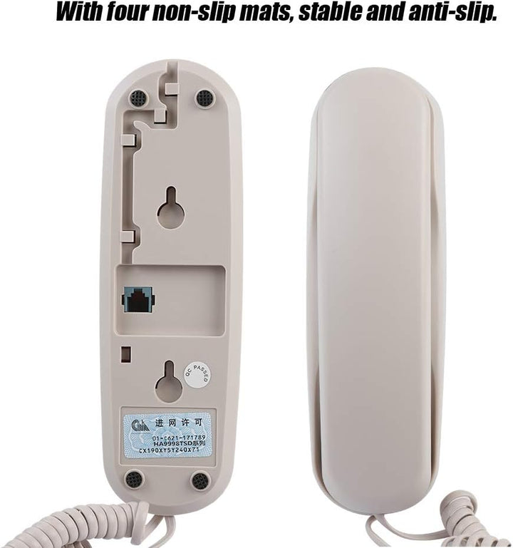 ASHATA Wandtelefon Schnurtelefon, Schnurgebundenes Telefon Desktop Wand Kompakttelefon,rutschfest Sc
