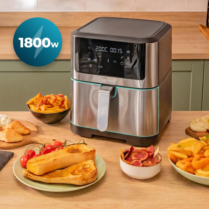 Cecotec Heissluftfritteuse Cecofry Supreme 8000 Hot. 8 L Kapazität, 1800 W, Edelstahl-Design, Touch-