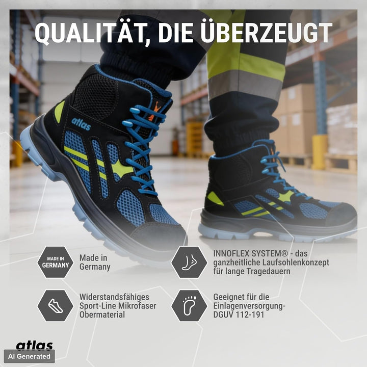 Atlas Flash 8205 XP ESD S1P Sicherheitsschuhe, Mesh-Obermaterial, Aluminiumkappe, XP Durchtrittschut