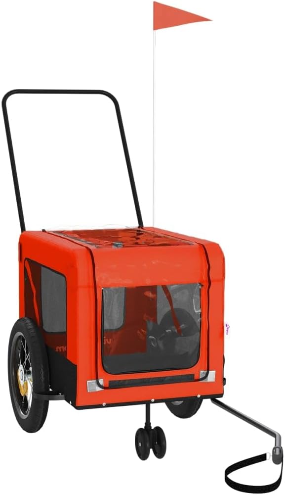 vidaXL Fahrradanhänger Hunde Grau und Schwarz Oxford-Gewebe & Eisen 120 x 54.5 x 53 cm Orange, 120 x