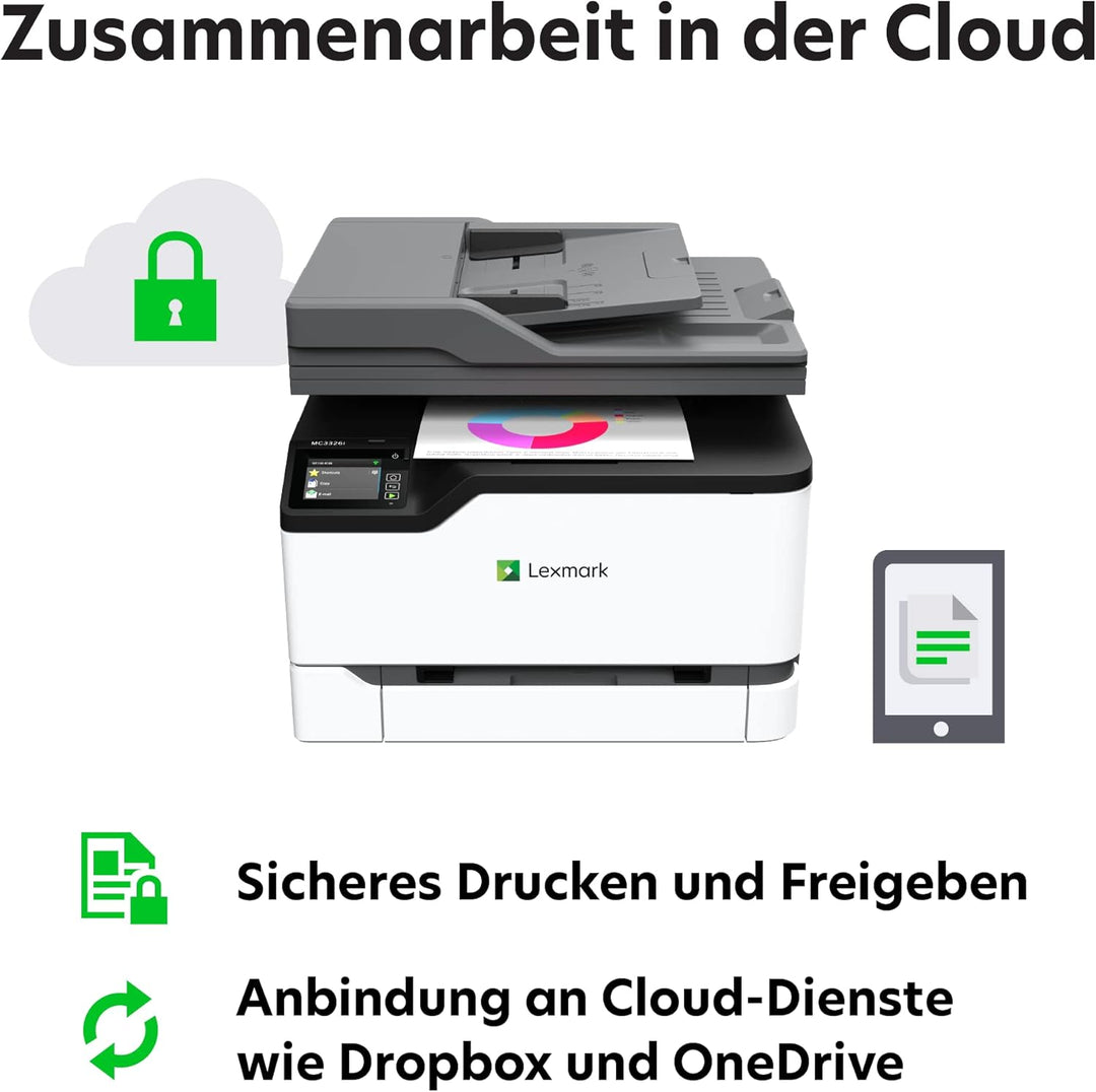 Lexmark MC3326i 3-in-1 Farblaser-Multifunktionsgerät (Drucker, Kopierer, Scanner, WLAN, Netwerkansch