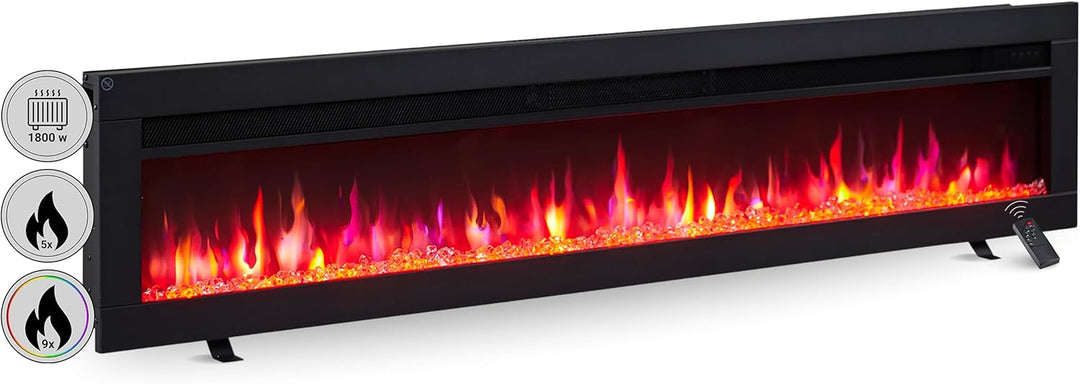 BALDERIA Agnes 60" Elektrokamin - Elektrischer Stand-, Wand- oder Einbaukamin mit Heizung 1000/2000
