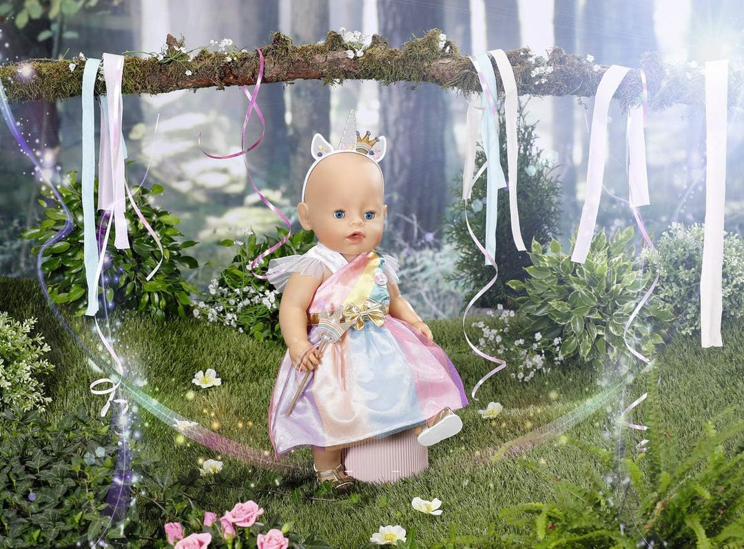 BABY born Fantasy Deluxe Prinzessin, buntes Prinzessin-Kostüm in Regenbogenfarben für 43 cm Puppen,
