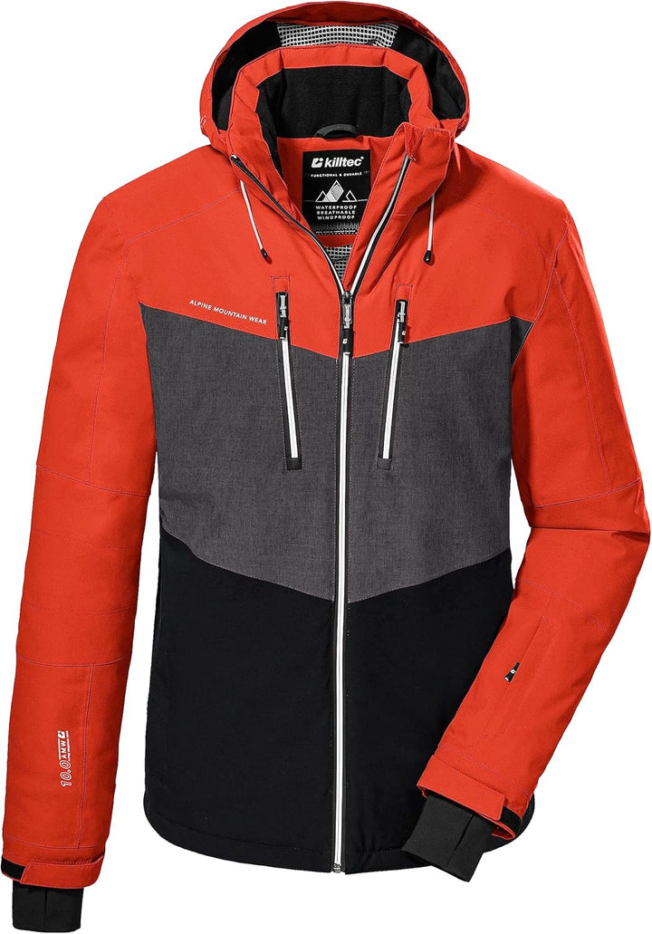killtec Men's Ski Functional Jacket with Zip-Off Hood and Snow Guard XL dunkelorange, XL dunkelorang