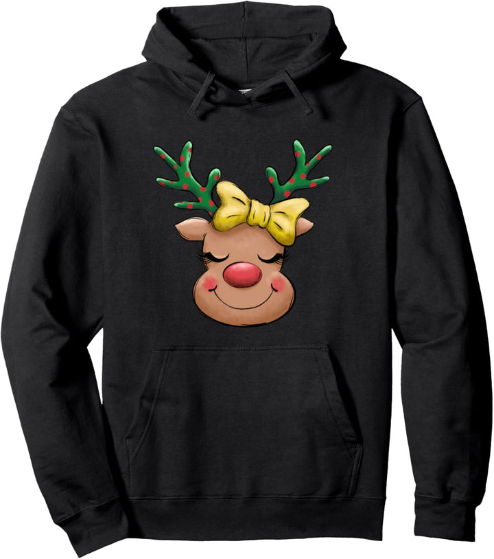 Süsser Elch Rentier Advent Familie Kinder Frohe Weihnachten Pullover Hoodie
