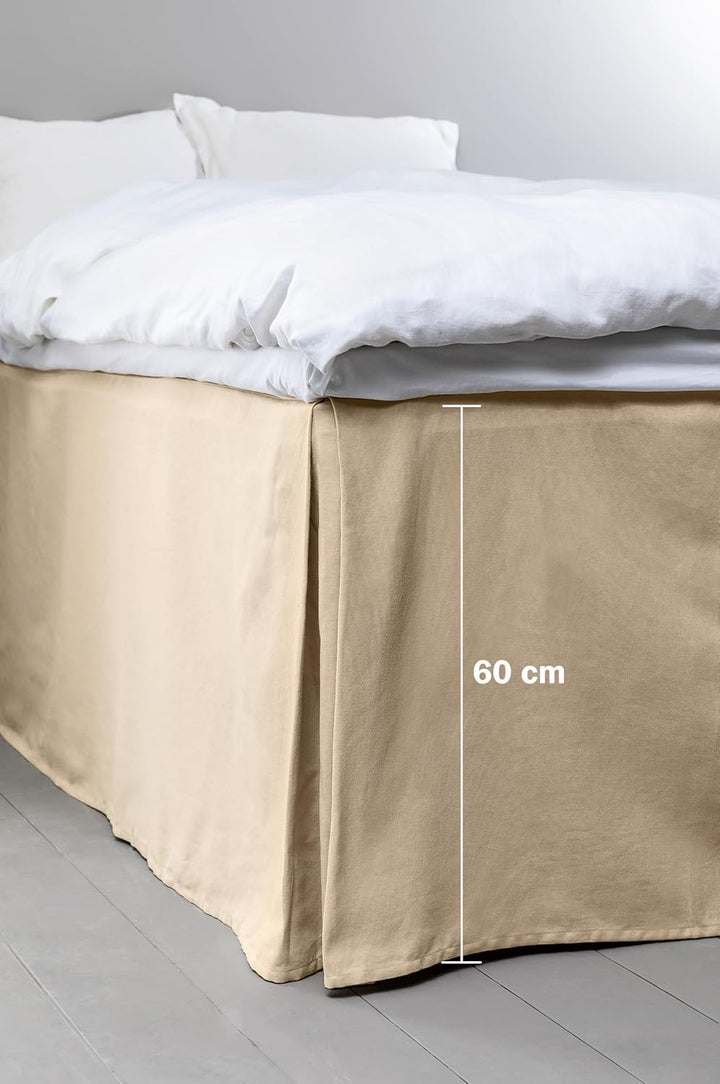 Jotex Colour Betthusse - 100% hochwertige Bio-Baumwolle Bettrock, Höhe 60 cm - Beige, 90 x 200 cm 90