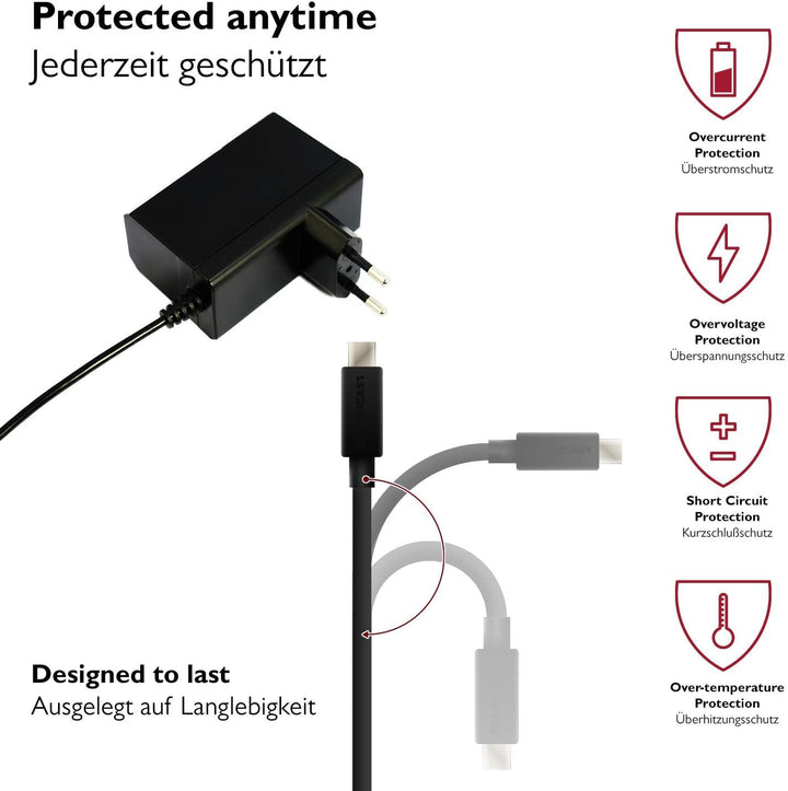Lioncast Netzteil für Nintendo Switch/Switch Lite mit 1,8m Ladekabel | Ladegerät 15V via USB-C (Cont