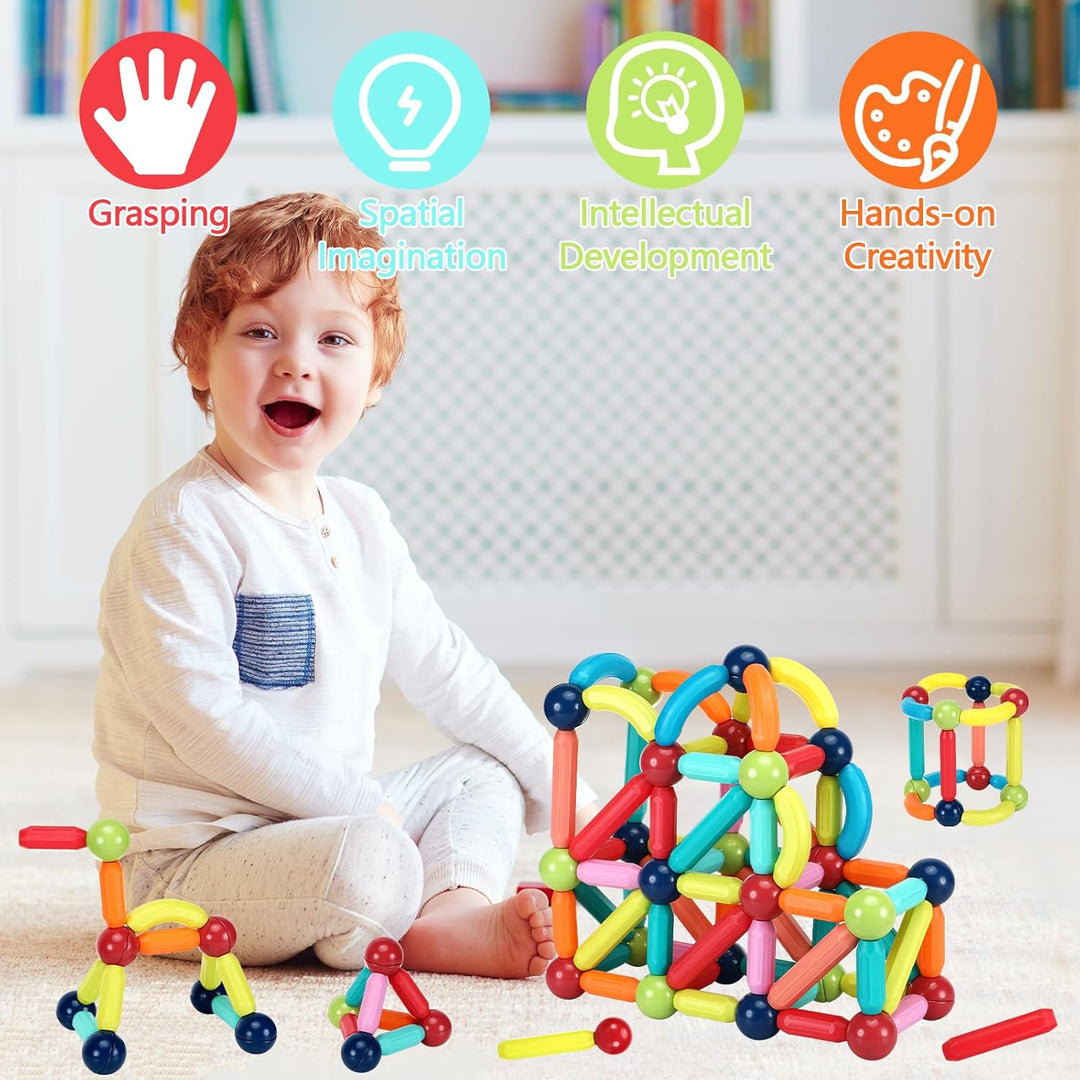 Farerkass Magnetische und Stangen, 88 Teile Magnetische Bausteine, pädagogisches Magnet Spielzeug Ki
