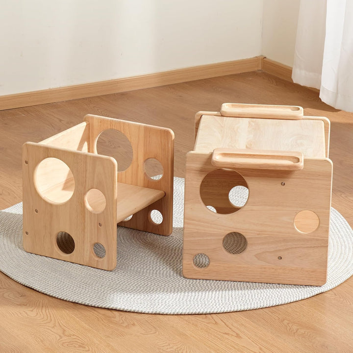 Montessori Beikosttisch kindertisch mit stühlen für Kleinkinder 1-3 Jahre, höhenverstellbar, Kinder-
