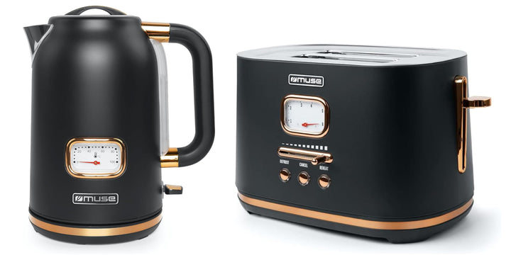 Muse Wasserkocher und Toaster Set, 2er Frühstücks-Set mit Retro Wasserkocher und 2 Scheiben Toaster