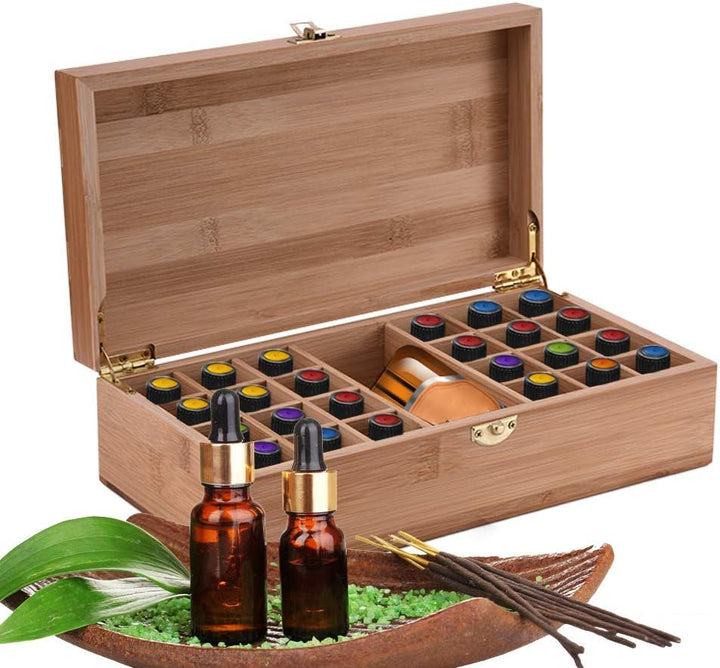 BrilliantDay Holz-Aufbewahrungsbox für ätherische Öle, 25 Gitter, drehbar, für ätherische Öle, Aroma
