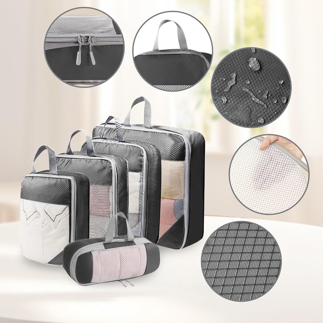 Kompressionspackwürfel für Koffer, 8 Stück erweiterbare Reisepackwürfel für Rucksack, ultraleichte R