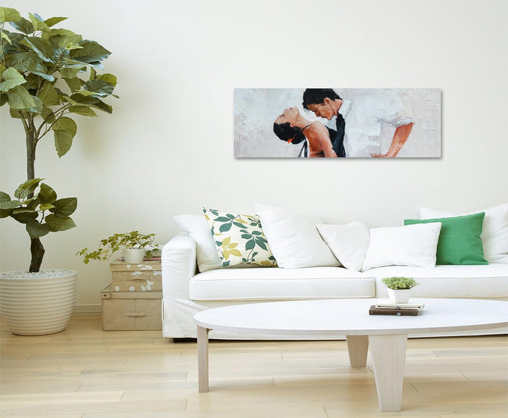 Sinus Art Wandbild 150x50cm Digitales Gemälde – Tangotänzer mit weissem Hintergrund auf Leinwand für
