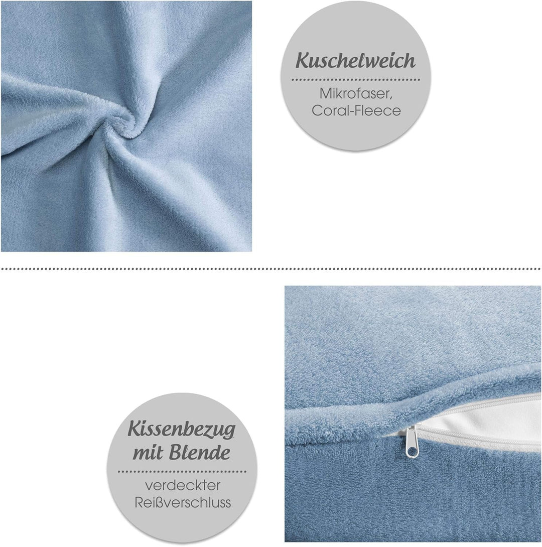 CelinaTex Xanio Dekokissen mit Innenkissen 80 x 80 cm hell blau Coral-Fleece Sofakissen Mikrofaser K