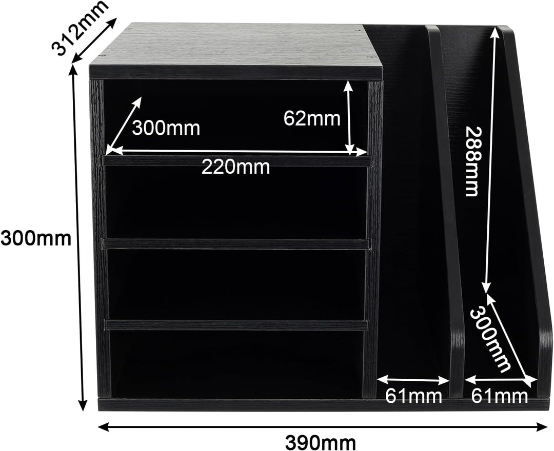 EasyPAG 6 Fächer Holz A4 Büro Schreibtisch Organizer Dokumentenhalter Aktenablage Zeitschriftenhalte