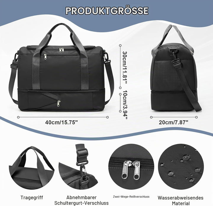 SEAFEW Reisetasche 24L, 40x30x20 Ryanair Handgepäck Tasche für Flugzeug Weekender Sporttasche Damen