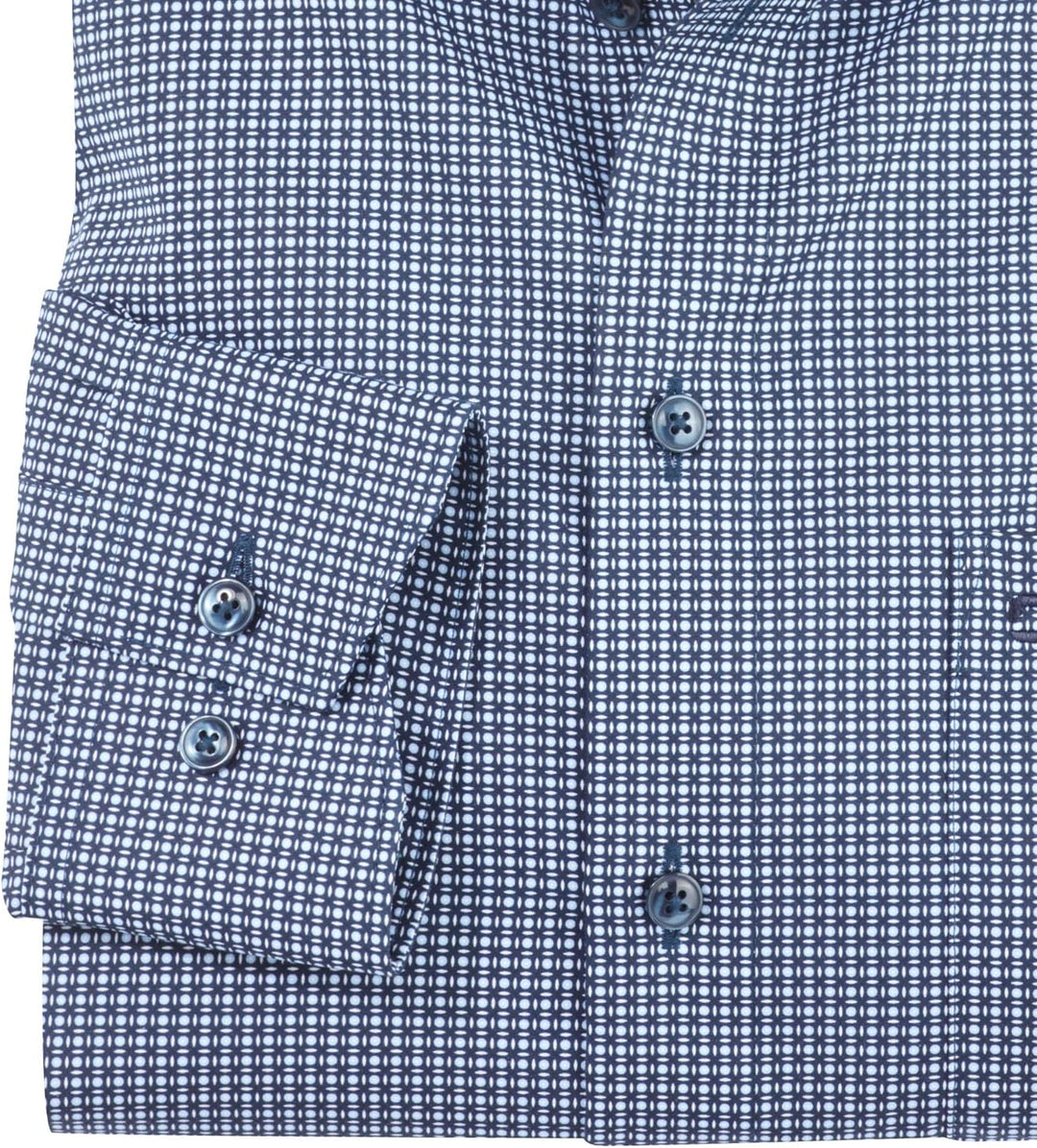 OLYMP Herren Businesshemd Langarm Luxor,Digitaldruck,modern fit,Global Kent 37 Marine 18, 37 Marine