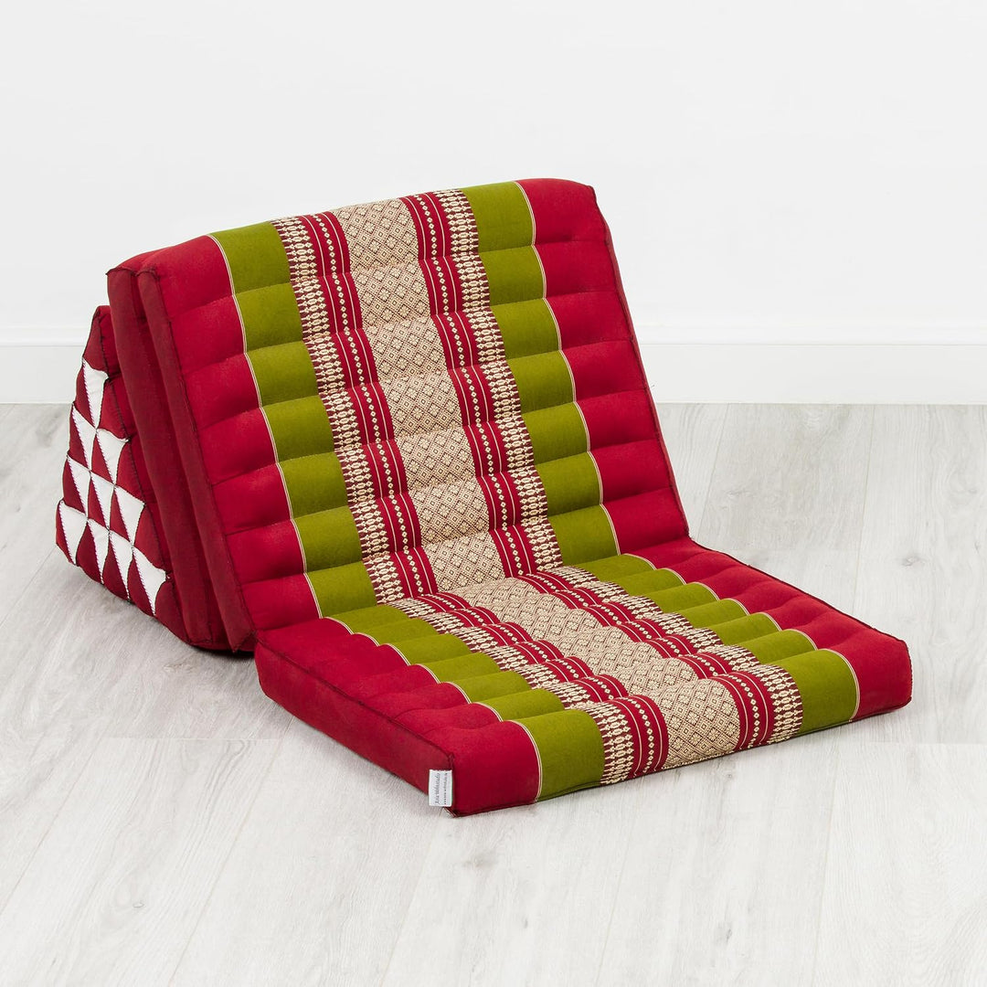 livasia Thaikissen 3 Auflagen extrahoch - 185x55x8cm - Dreieckskissen mit Klappmatratze, Kapok, Jumb