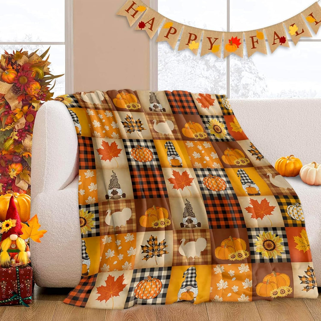 Halloween Kürbis Decke 130 x 150 cm Flanell Herbst Kürbis Geschenk Thanksgiving Geschenk Fleece Herb