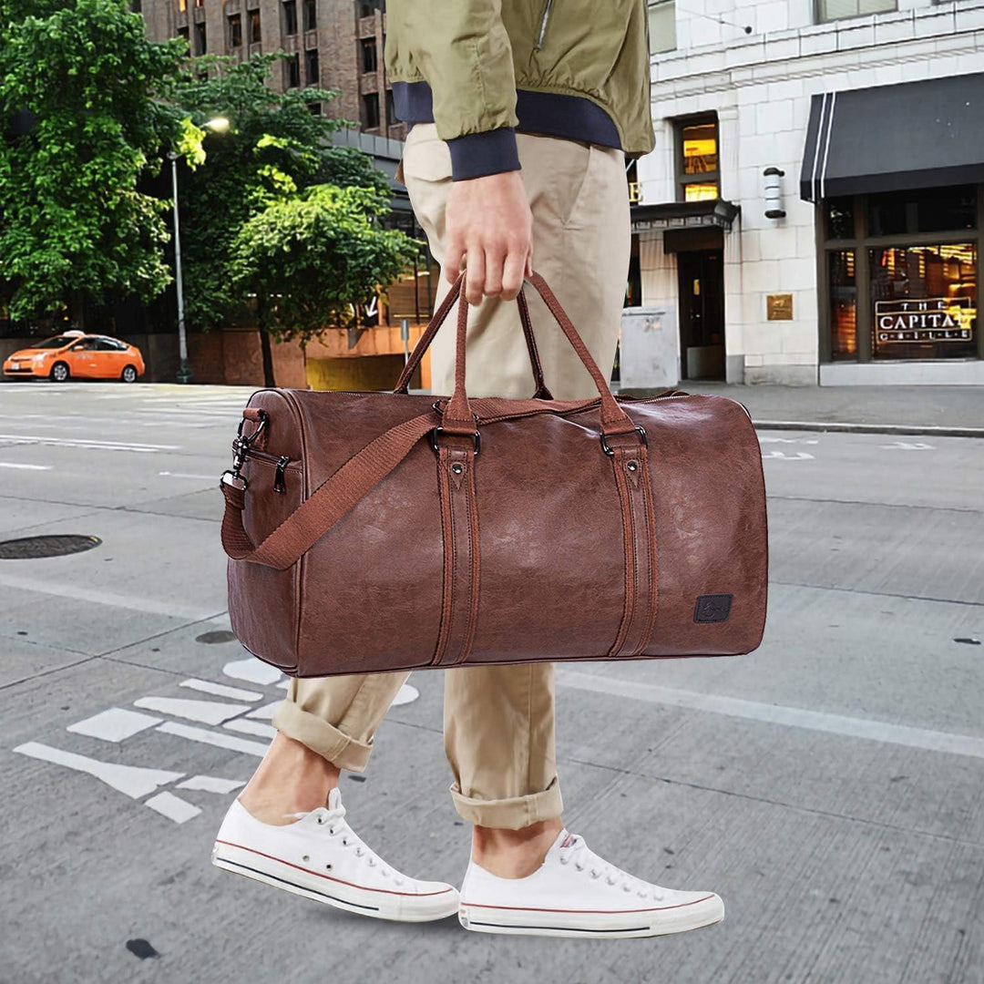Tragbarer Kleidersack, Herrenkleidersack für Geschäftsreisen, grosse Lederreisetasche mit Schuhfach