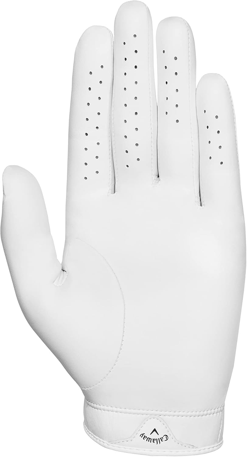 Callaway Golf 2022 Tour Authentic Handschuh Kadett (kürzere Finger) S Weiss Auf der linken Hand getr