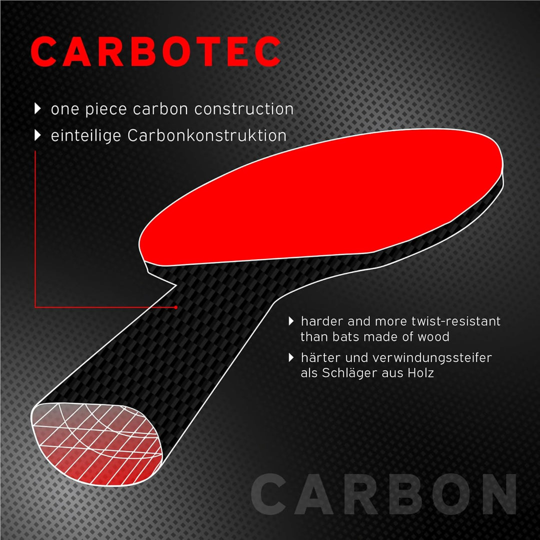 Donic-Schildkröt 100% Carbon Tischtennisschläger CarboTec 7000, inkl. Schlägertasche, One-Piece Kons