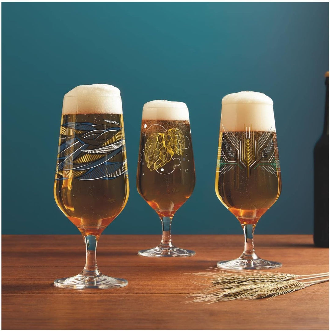 RITZENHOFF 3471002 Bierglas 300 ml – 2er Set – Serie Brauchzeit, Motiv Nr. 2 – Wasser, mehrfarbig –