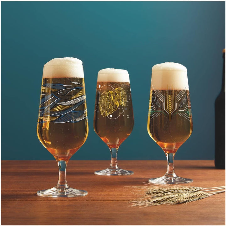 RITZENHOFF 3471002 Bierglas 300 ml – 2er Set – Serie Brauchzeit, Motiv Nr. 2 – Wasser, mehrfarbig –