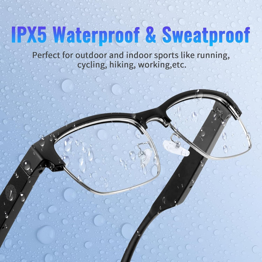 Bluetooth Smart Audio Brille, Alexa Sprachassistent Steuerung mit offenem Ohr Sound Blaulicht Sonnen