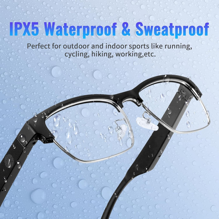 Bluetooth Smart Audio Brille, Alexa Sprachassistent Steuerung mit offenem Ohr Sound Blaulicht Sonnen