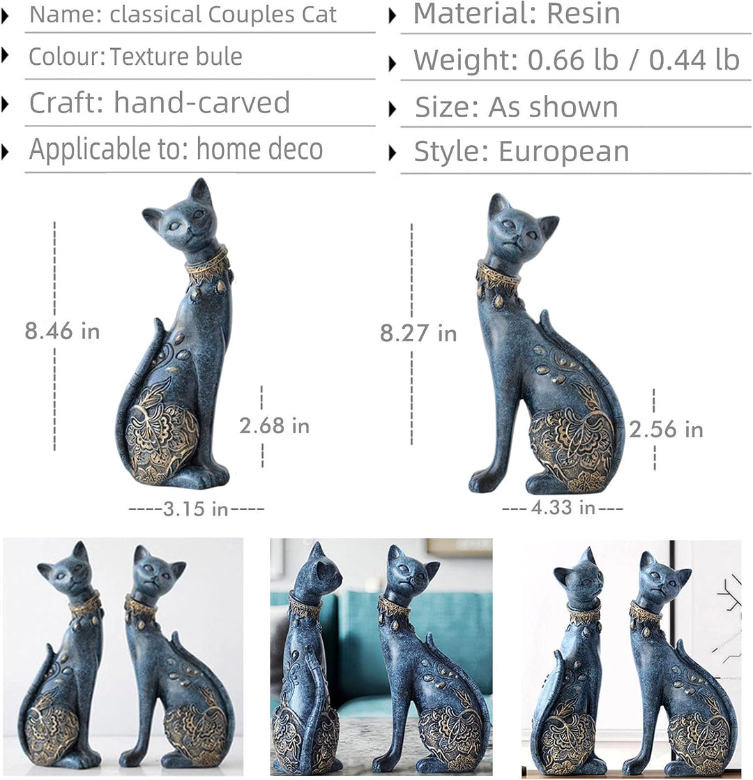 2 Stück/Set Katzenstatuen Heimdekoration Katzenfiguren Paar-Katzenstatuen für Heimdekoration, geeign