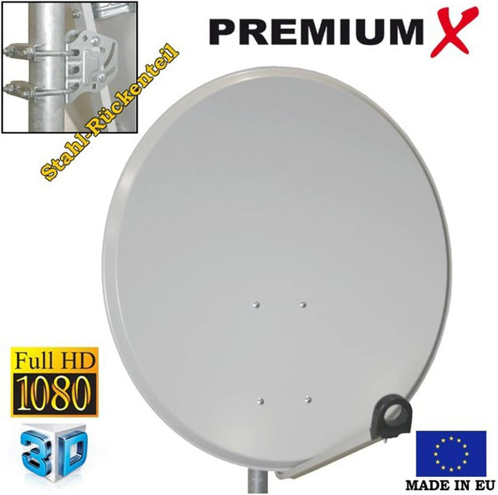 PremiumX Mobile Camping Satelliten-Komplettanlage 60cm Antenne SAT Single LNB 4K Ständer Dreibein-St