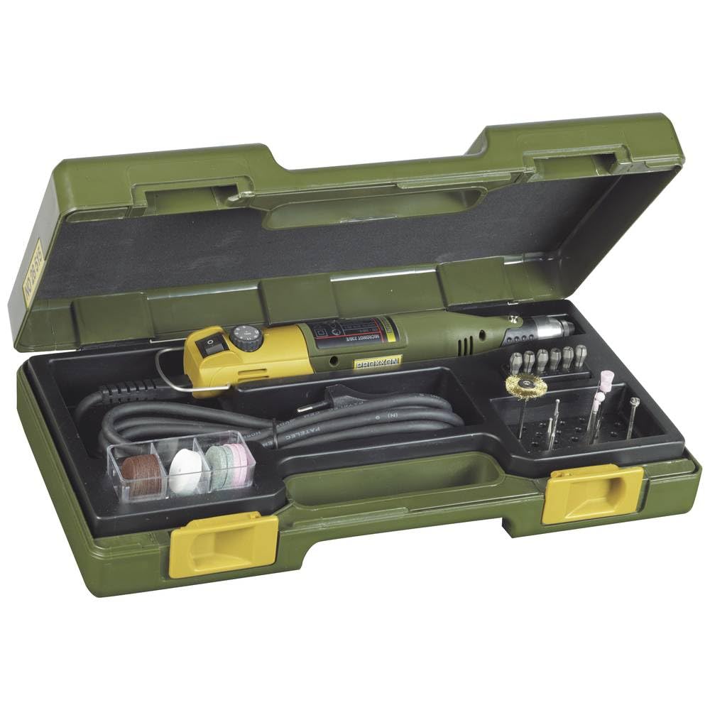 Proxxon 28430 Set Bohr- und Fräsgerät Micromot 230/E mit 34 Einsatzwerkzeugen im Koffer 230 Volt Han