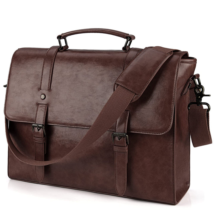Lubardy Umhängetaschen Herren Aktentasche Laptoptasche 15.6 Zoll Wasserdichte Messenger Bag Vintage