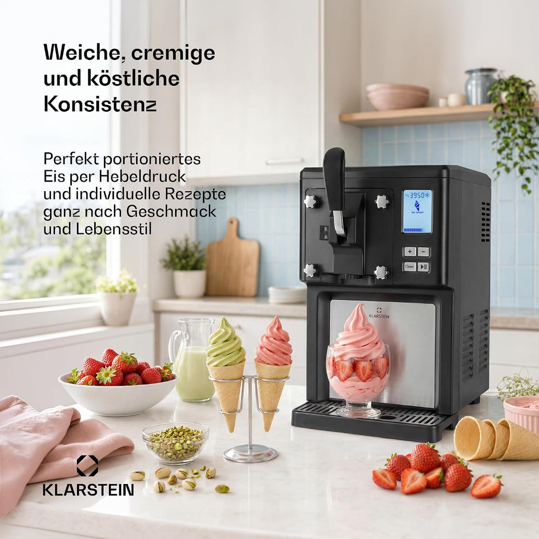 Klarstein Sweet Sundae - Eiscrememaschine, 1,5 Liter, mitselbstkühlendem Kompressor, 200 Watt, Ausga