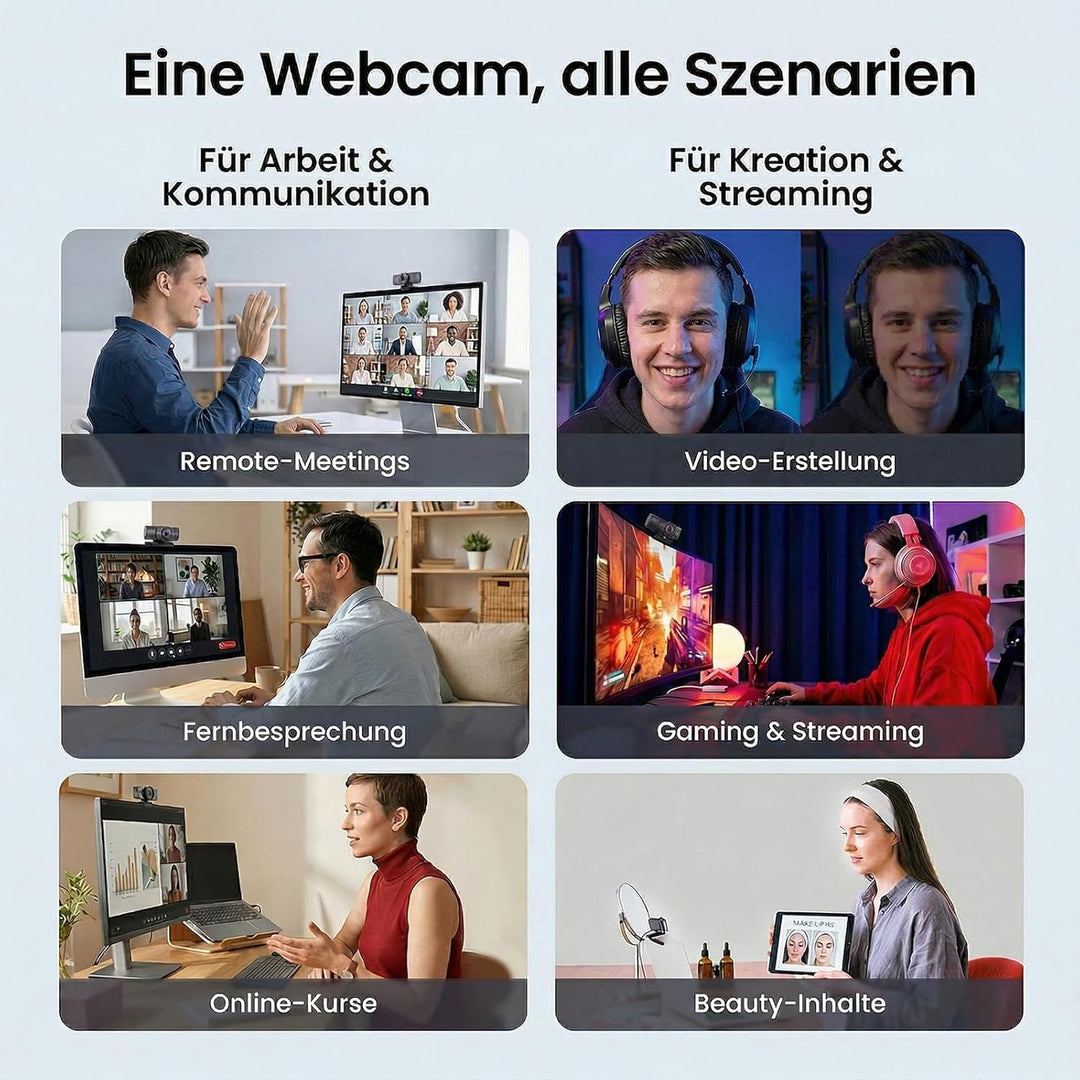 EMEET C960 Ultra 4K Webcam für Mac, 1/1,5” Sensor, Webcam mit Datenschutzabdeckung, 4K@30FPS/1080P@6