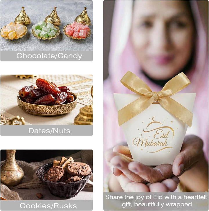 SEKESOER Set mit 24 Eid Mubarak Geschenktüten für Ramadan - Festliche Muslimische Geschenktüten mit