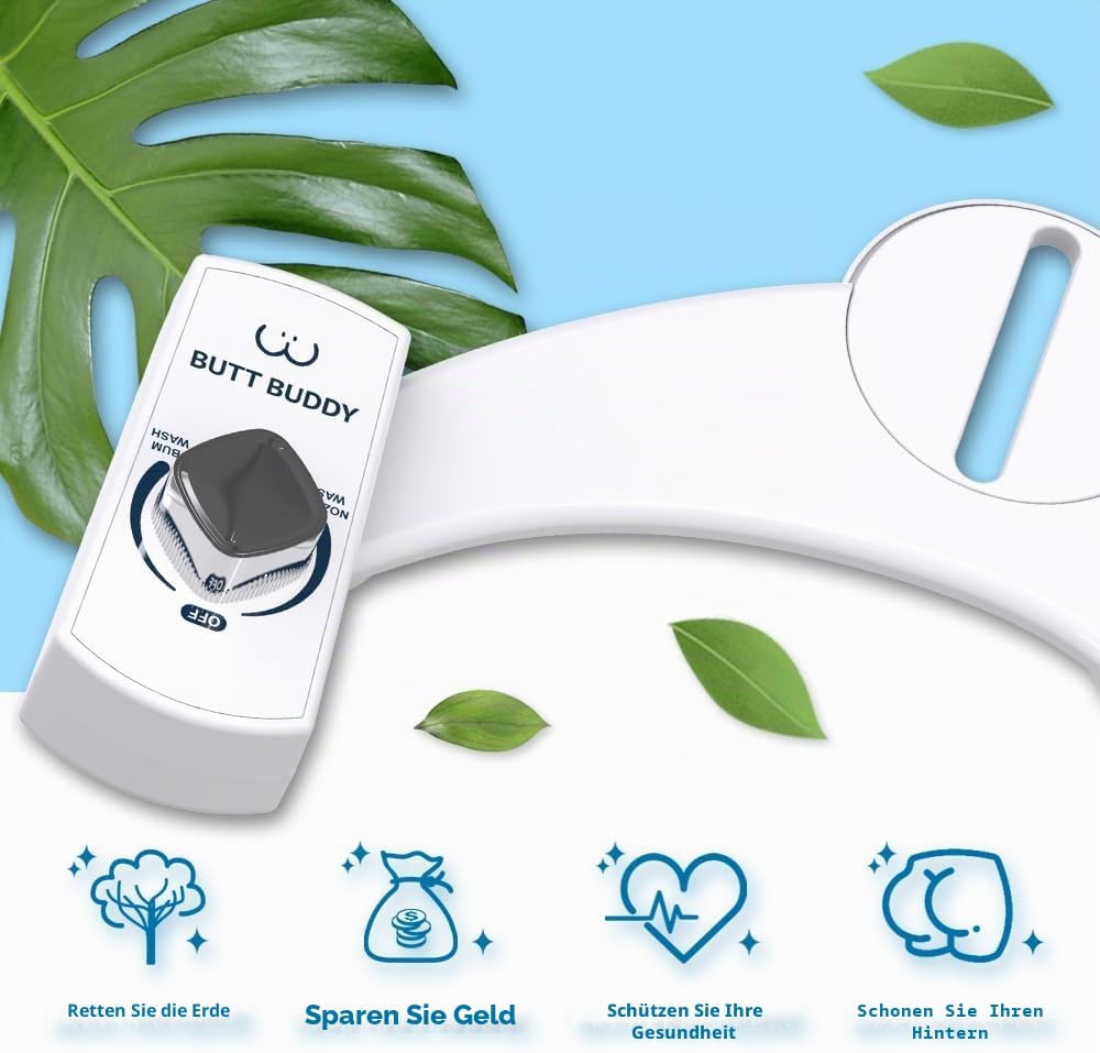 BUTT BUDDY - Bidet Toilet Seat Attachment & Fresh Water Sprayer (Easy to Install, Universal Fit, No