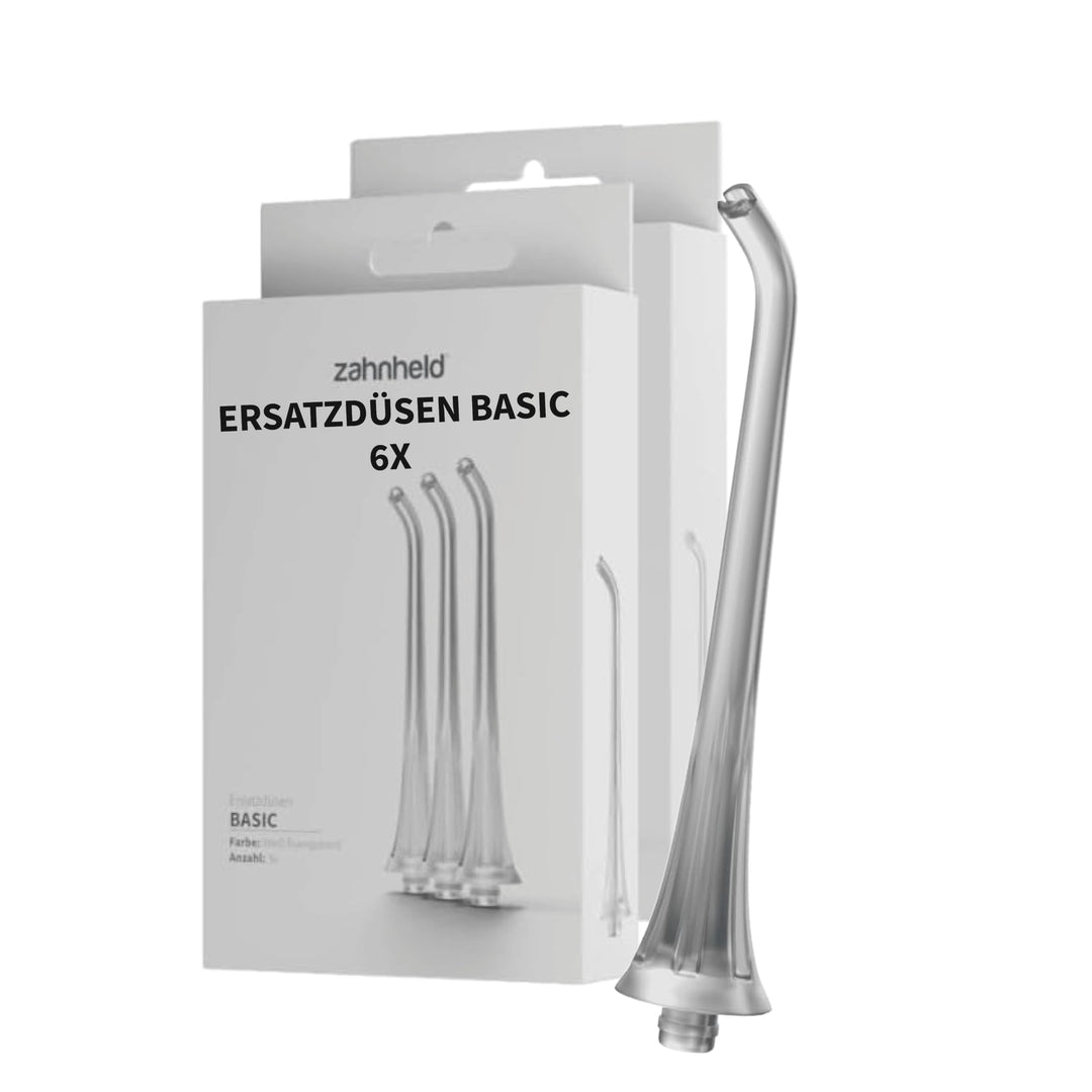 Zahnheld® Ersatzdüsen Basic für Munddusche Aquadent (6 Stück, weiss) 6 Stück Weiss, 6 Stück Weiss