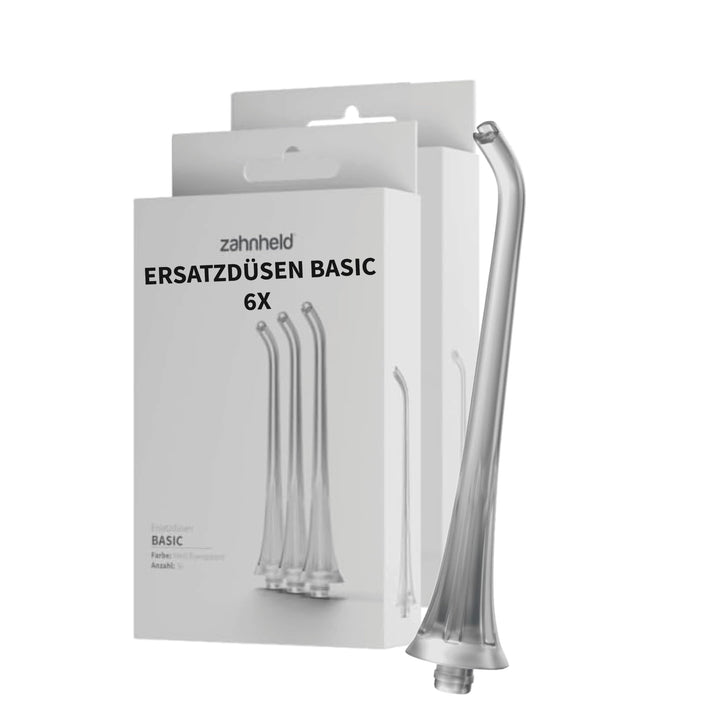 Zahnheld® Ersatzdüsen Basic für Munddusche Aquadent (6 Stück, weiss) 6 Stück Weiss, 6 Stück Weiss