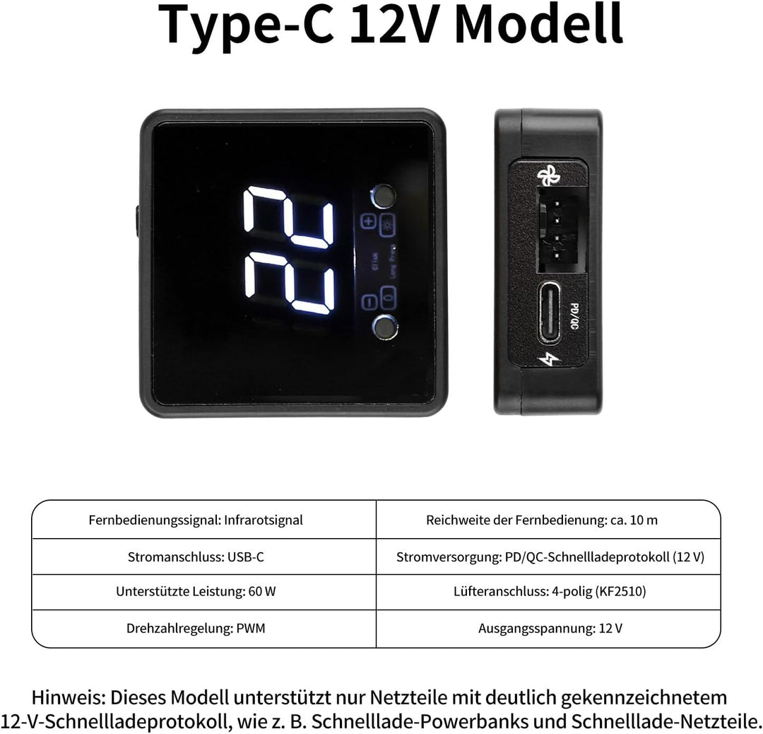 Aideepen 4 Pin 12V PWM-Lüfterregler, 60W 4 Draht Fan Speed Controller mit Fernbedienung und Bildschi