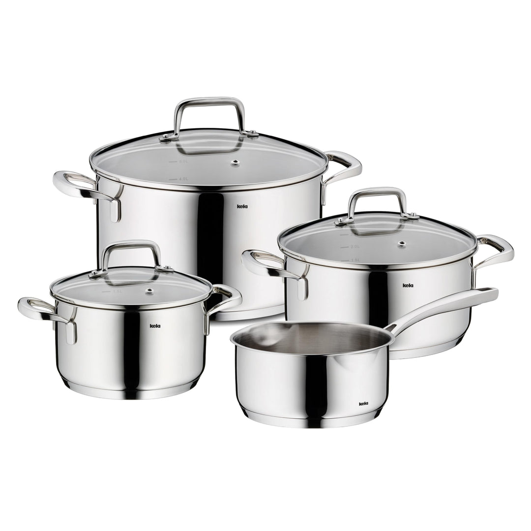 kela Topfset Induktion 4teilig FLAVORIA, Kochtopf Set mit Glasdeckel mit Dampfauslassventil, Innensk