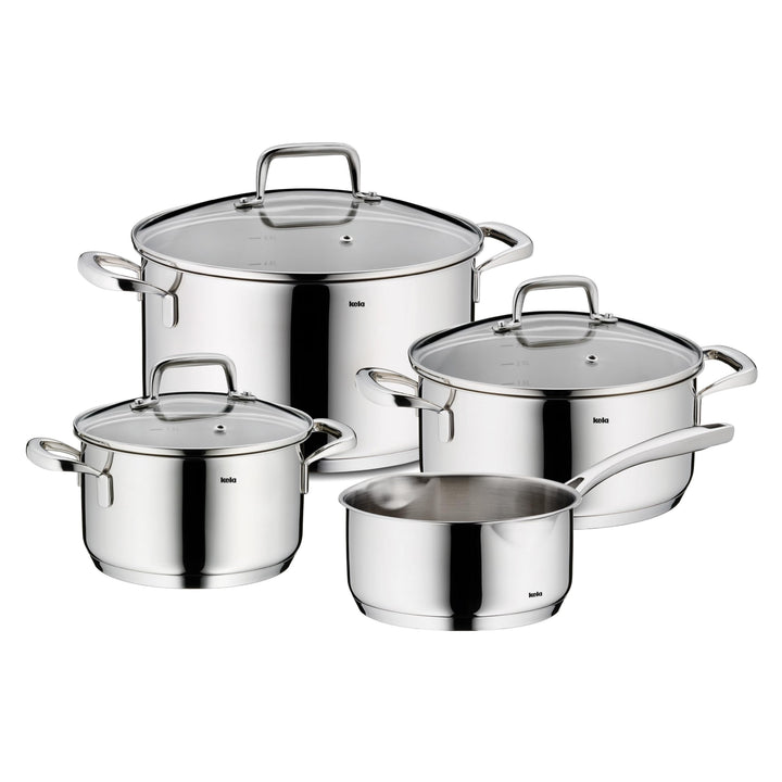 kela Topfset Induktion 4teilig FLAVORIA, Kochtopf Set mit Glasdeckel mit Dampfauslassventil, Innensk